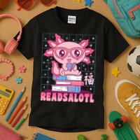 Axolotl Books Readsalotl Reading Bookworm Kids T-Shirt