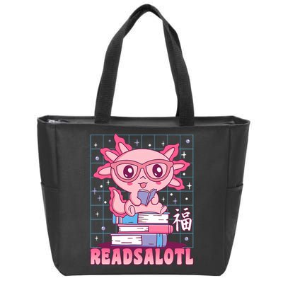 Axolotl Books Readsalotl Reading Bookworm Zip Tote Bag