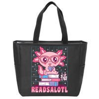 Axolotl Books Readsalotl Reading Bookworm Zip Tote Bag