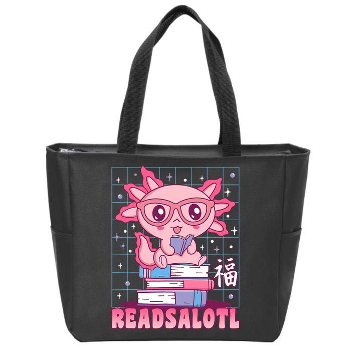 Axolotl Books Readsalotl Reading Bookworm Zip Tote Bag