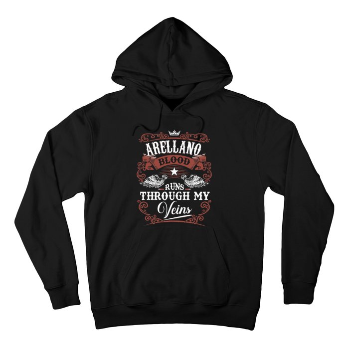 ARELLANO Blood Runs Through My Veins Family Name Vintage Hoodie