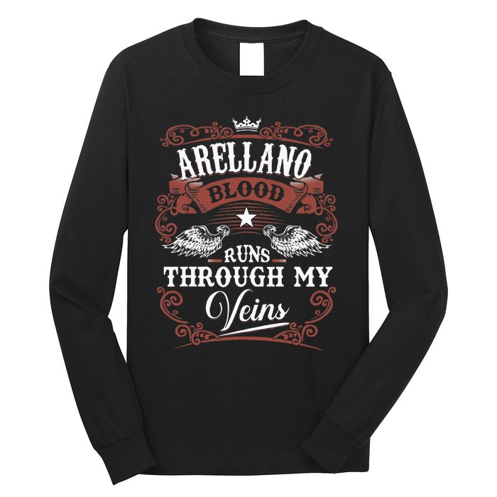 ARELLANO Blood Runs Through My Veins Family Name Vintage Long Sleeve Shirt