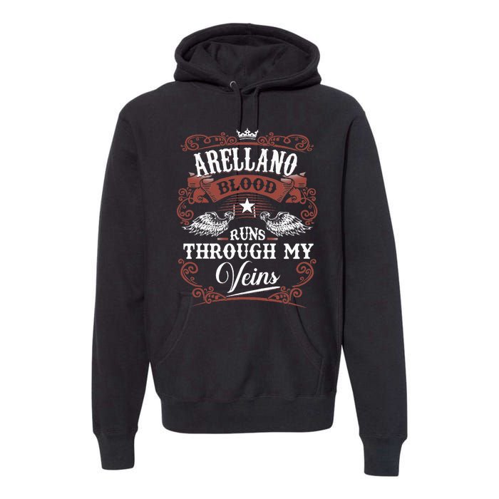 ARELLANO Blood Runs Through My Veins Family Name Vintage Premium Hoodie