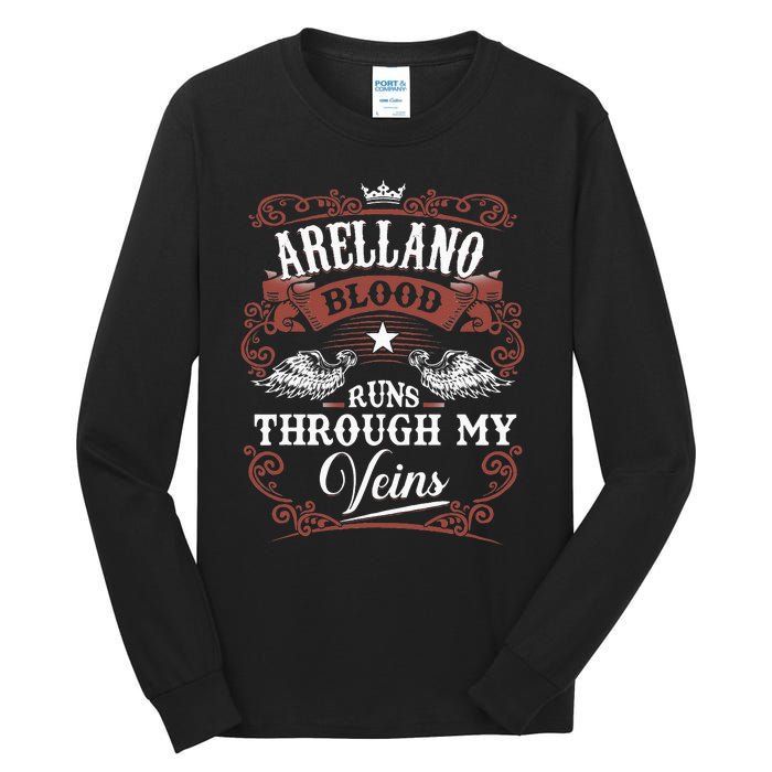 ARELLANO Blood Runs Through My Veins Family Name Vintage Tall Long Sleeve T-Shirt