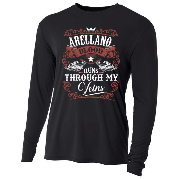 ARELLANO Blood Runs Through My Veins Family Name Vintage Cooling Performance Long Sleeve Crew