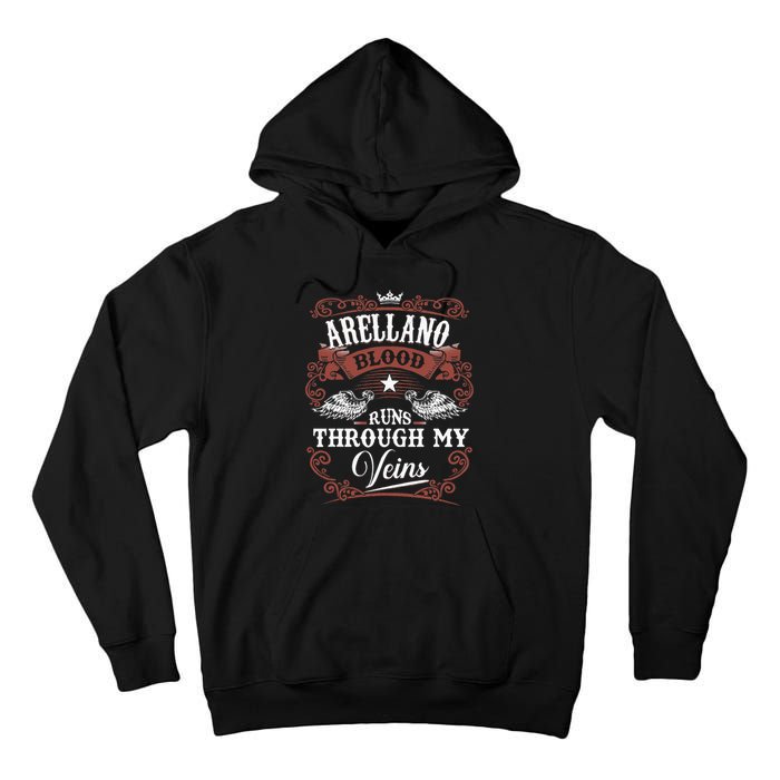 ARELLANO Blood Runs Through My Veins Family Name Vintage Tall Hoodie