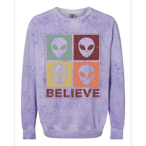 Alien Believe Retro Alien Gift For Alien Believer Colorblast Crewneck Sweatshirt