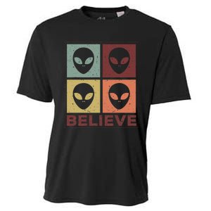 Alien Believe Retro Alien Gift For Alien Believer Cooling Performance Crew T-Shirt