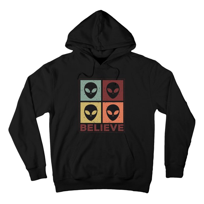 Alien Believe Retro Alien Gift For Alien Believer Hoodie