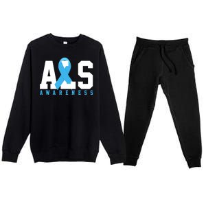 Als Blue Ribbon Awareness Premium Crewneck Sweatsuit Set