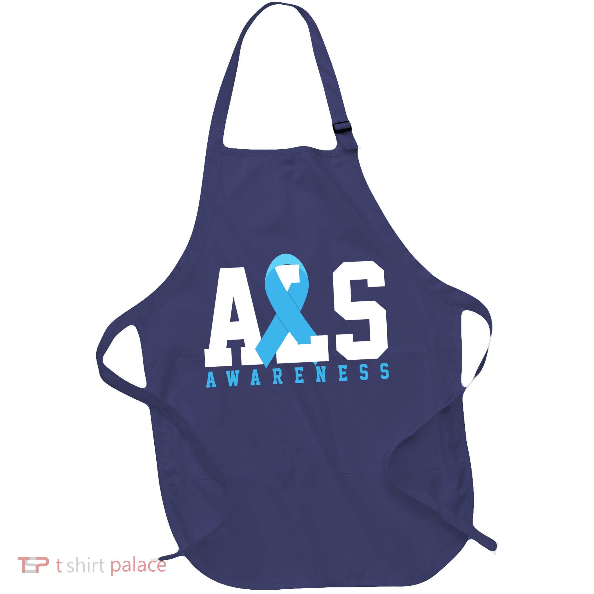 Als Blue Ribbon Awareness Full-Length Apron With Pockets