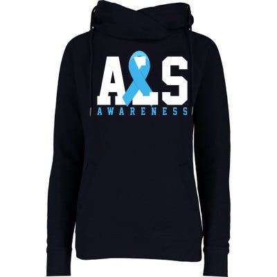 Als Blue Ribbon Awareness Womens Funnel Neck Pullover Hood