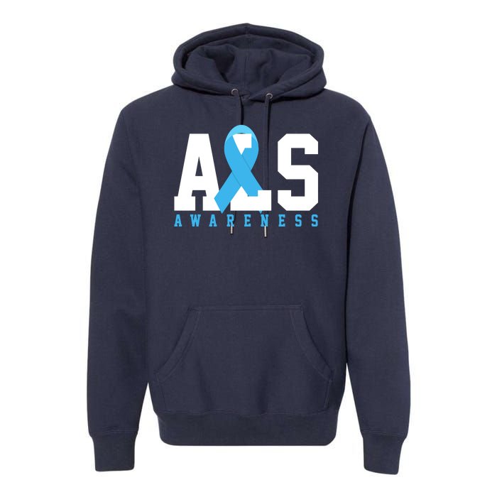 Als Blue Ribbon Awareness Premium Hoodie