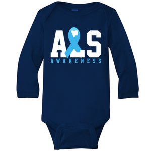 Als Blue Ribbon Awareness Baby Long Sleeve Bodysuit