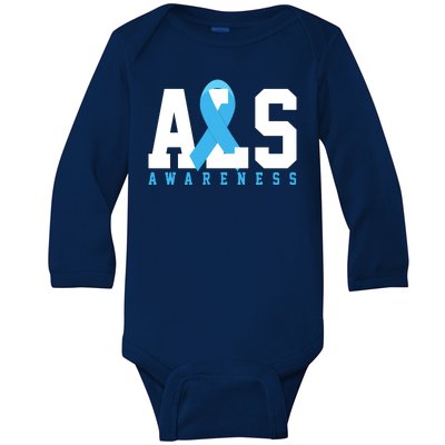 Als Blue Ribbon Awareness Baby Long Sleeve Bodysuit