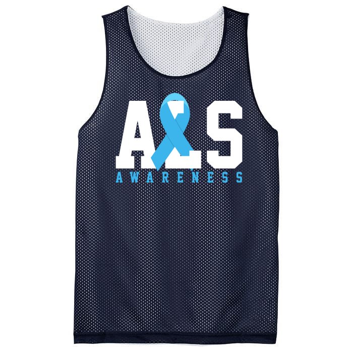 Als Blue Ribbon Awareness Mesh Reversible Basketball Jersey Tank