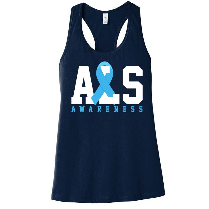 Als Blue Ribbon Awareness Women's Racerback Tank