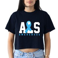 Als Blue Ribbon Awareness Women's Crop Top Tee