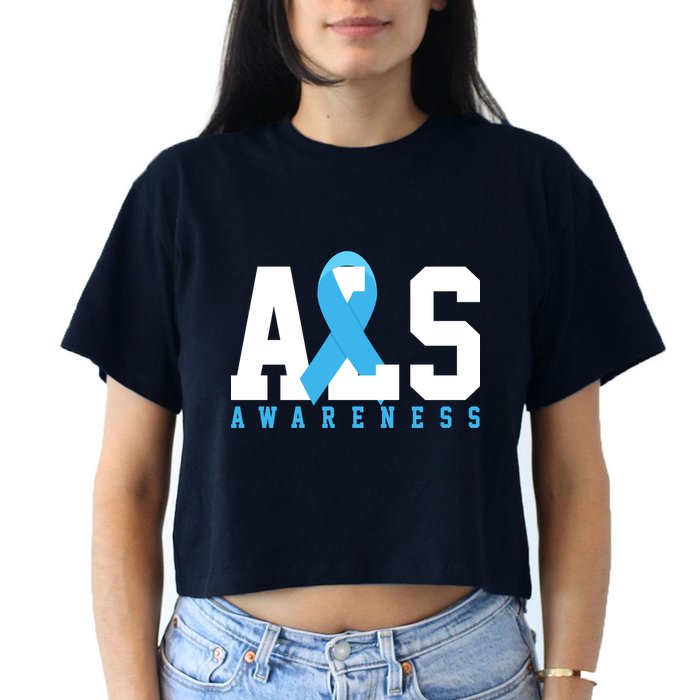 Als Blue Ribbon Awareness Women's Crop Top Tee
