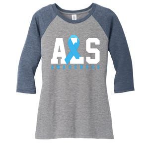 Als Blue Ribbon Awareness Women's Tri-Blend 3/4-Sleeve Raglan Shirt