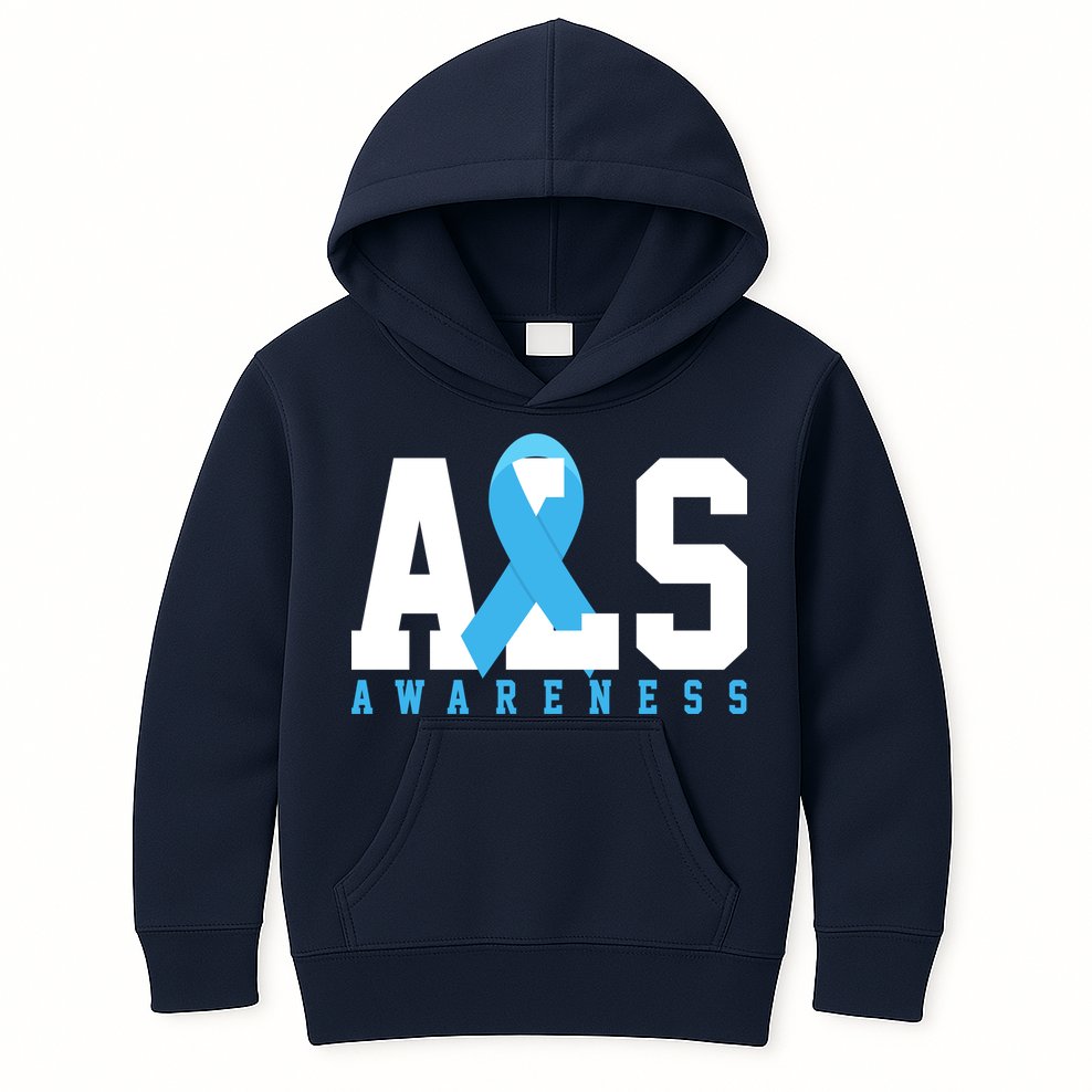 Als Blue Ribbon Awareness Kids Hoodie