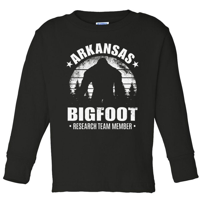 Arkansas Bigfoot Research Team Member Sasquatch Sunset Toddler Long Sleeve Shirt