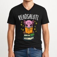 Axolotl Books Readsalotl Reading Bookworm V-Neck T-Shirt