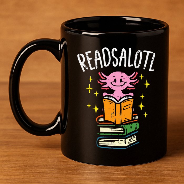 Axolotl Books Readsalotl Reading Bookworm 11oz C Handle Ceramic Mug