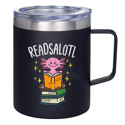 Axolotl Books Readsalotl Reading Bookworm 12oz Stainless Steel Coffee Mug