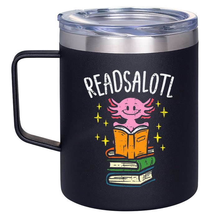 Axolotl Books Readsalotl Reading Bookworm 12oz Stainless Steel Coffee Mug