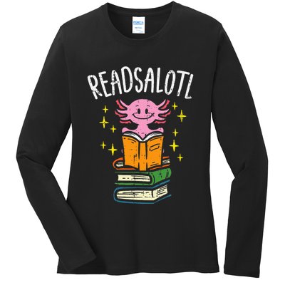 Axolotl Books Readsalotl Reading Bookworm Ladies Long Sleeve Shirt