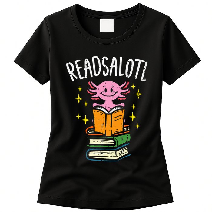 Axolotl Books Readsalotl Reading Bookworm Womens T-Shirt