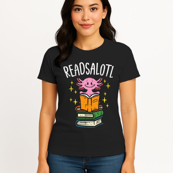 Axolotl Books Readsalotl Reading Bookworm Womens T-Shirt