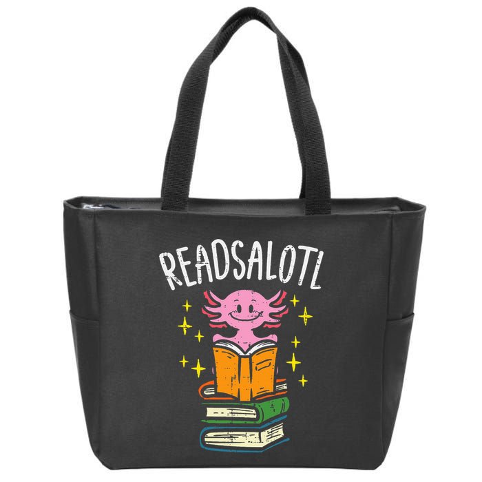 Axolotl Books Readsalotl Reading Bookworm Zip Tote Bag