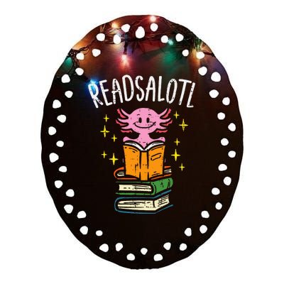 Axolotl Books Readsalotl Reading Bookworm Ceramic Oval Ornament