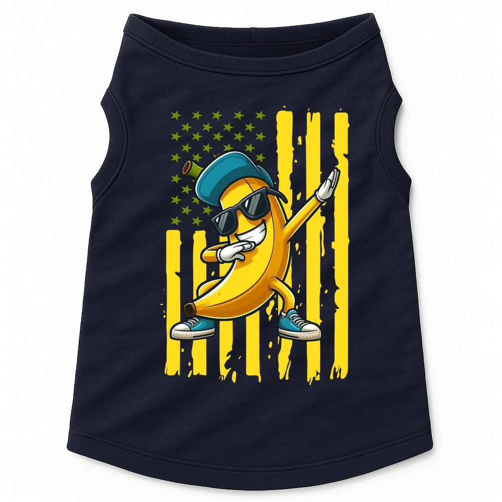 American Banana Retro USA Flag Dabbing Bananas Doggie Tank