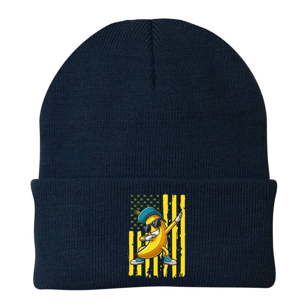 American Banana Retro USA Flag Dabbing Bananas Beanie