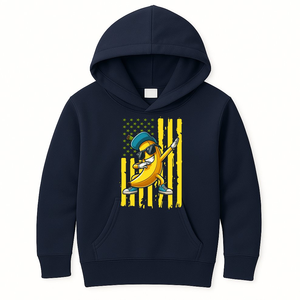 American Banana Retro USA Flag Dabbing Bananas Kids Hoodie