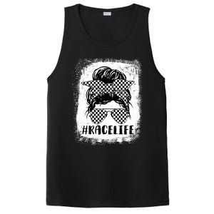 Awesome Bleached Race Life Mom Leopard Messy Bun Mothers Day Funny Gift PosiCharge Competitor Tank