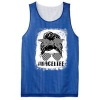 Awesome Bleached Race Life Mom Leopard Messy Bun Mothers Day Funny Gift Mesh Reversible Basketball Jersey Tank