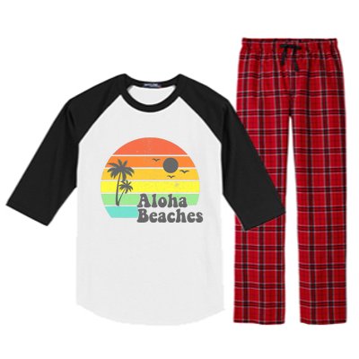 Aloha Beaches Retro Beach Vacation Summer Quote Wo Gifts Raglan Sleeve Pajama Set