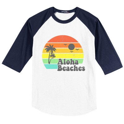 Aloha Beaches Retro Beach Vacation Summer Quote Wo Gifts Baseball Sleeve Shirt