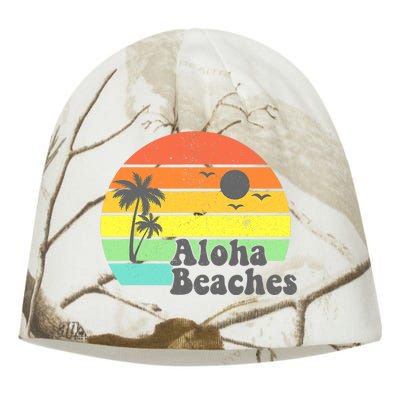 Aloha Beaches Retro Beach Vacation Summer Quote Wo Gifts Kati - Camo Knit Beanie