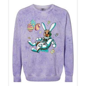 Astronaut Bunny Rabbit Planet Egg Easter Day Colorblast Crewneck Sweatshirt