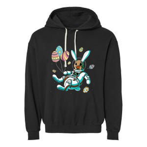 Astronaut Bunny Rabbit Planet Egg Easter Day Garment-Dyed Fleece Hoodie