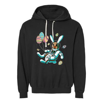 Astronaut Bunny Rabbit Planet Egg Easter Day Garment-Dyed Fleece Hoodie