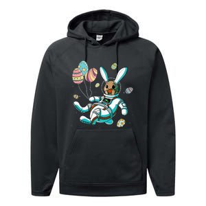 Astronaut Bunny Rabbit Planet Egg Easter Day Performance Fleece Hoodie