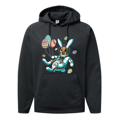 Astronaut Bunny Rabbit Planet Egg Easter Day Performance Fleece Hoodie