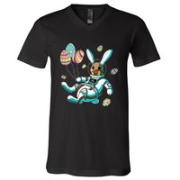 Astronaut Bunny Rabbit Planet Egg Easter Day V-Neck T-Shirt