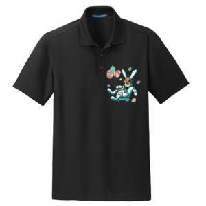 Astronaut Bunny Rabbit Planet Egg Easter Day Dry Zone Grid Polo